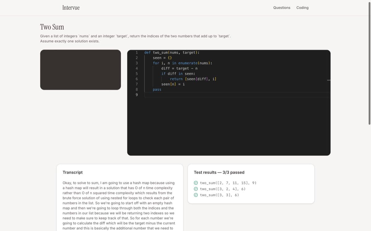 Intervue screenshot